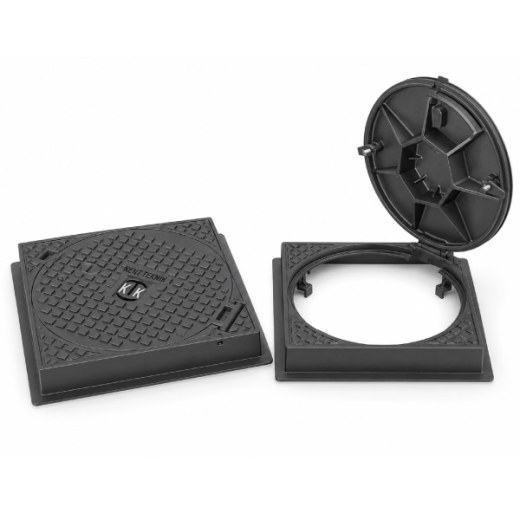 DKT-600-B4 Döküm Yuvarlak Rögar Kapağı Takımı Ø600 mm (kare çerçeve) | B125 ürün görseli