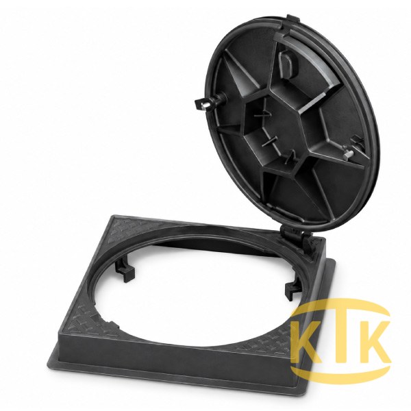 DKT-600-D6 Döküm Yuvarlak Rögar Kapağı Takımı Ø600 mm (kare çerçeve) | D400