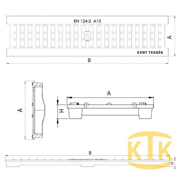 Döküm Yağmur Suyu Izgarası 375x500x45 mm (DI.3745-D)