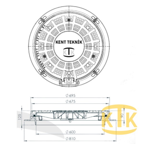 Döküm Rögar Kapağı Takımı Ø600 mm 180° Yuvarlak (DKT.600-B)