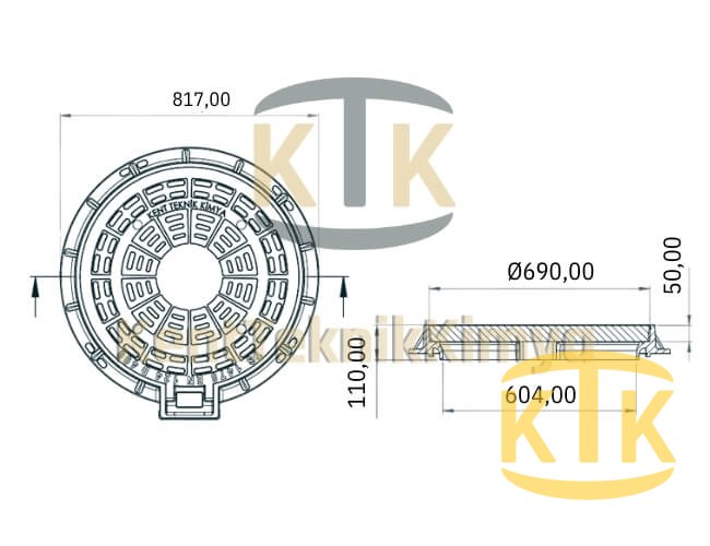 Kompozit Rögar Kapağı Takımı ø 600 mm Menteşeli