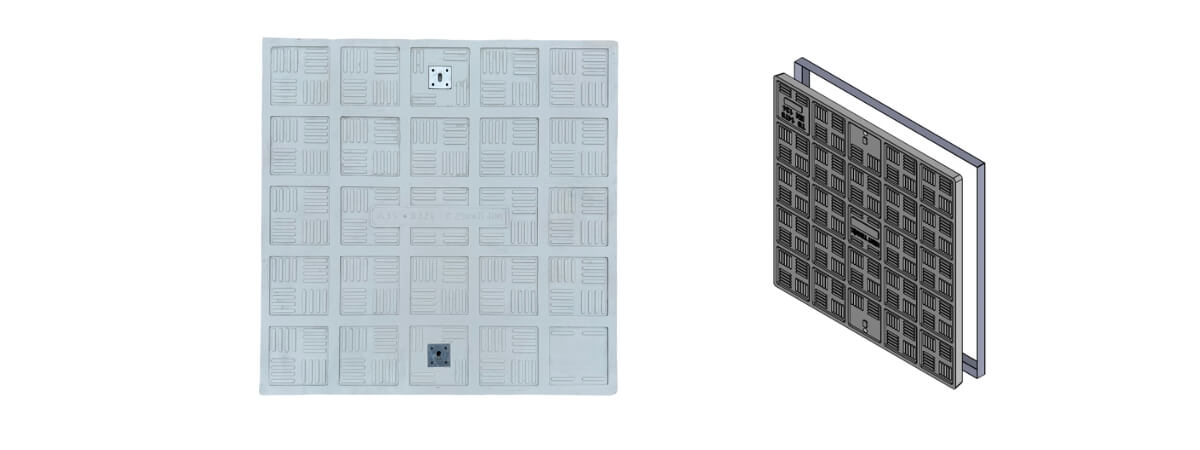 FK-800-B-B125 Kompozit Kare/Dikdörtgen Rögar Kapağı Takımı 800x800 mm | B125 ürün görseli