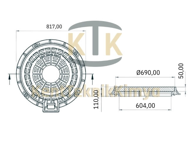 Kompozit Rögar Kapağı Takımı ø 600 mm Menteşeli - Fibre Kompozit