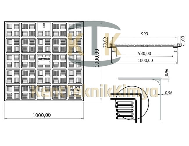 Kompozit Kare Rögar Kapağı Takımı 1000x1000 mm - Fibre Kompozit