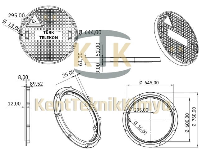 Kompozit Rögar Kapağı Takımı ø600mm TT1 Kalın Seri - Fibre Kompozit