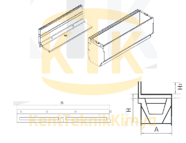 AK-FDK-1212-B125 Fuga Drenaj Kanalı 125x1000x120 (B125) - Fibre Kompozit