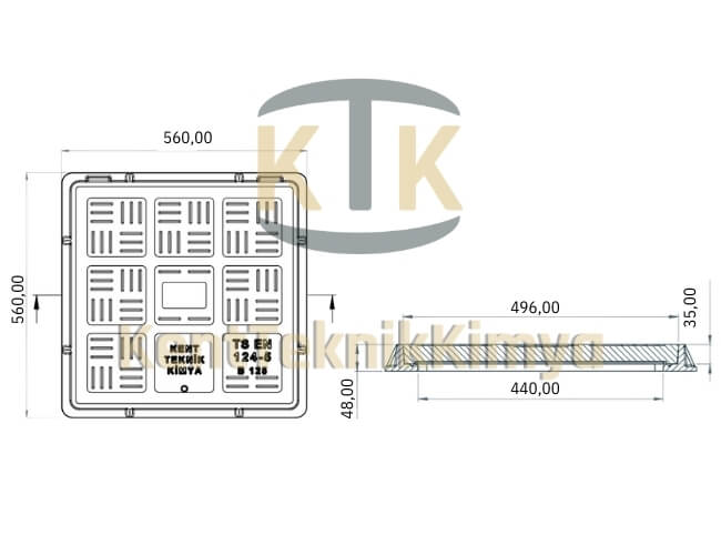 Kompozit Kare Rögar Kapağı Takımı 500x500 mm - Fibre Kompozit