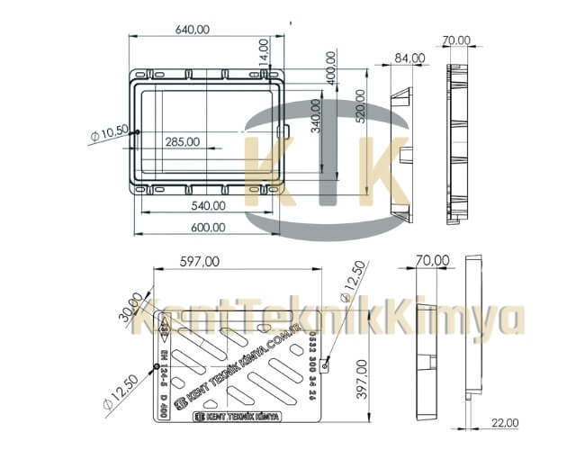 Kompozit Yağmur Suyu Izgara Takımı 400x600 mm - Fibre Kompozit