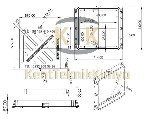 Kompozit Yağmur Suyu Izgara Takımı 600x600 mm - Fibre Kompozit