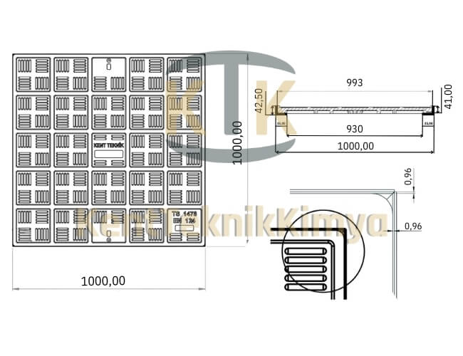 Kompozit Kare Rögar Kapağı Takımı 1000x1000 mm - Fibre Kompozit