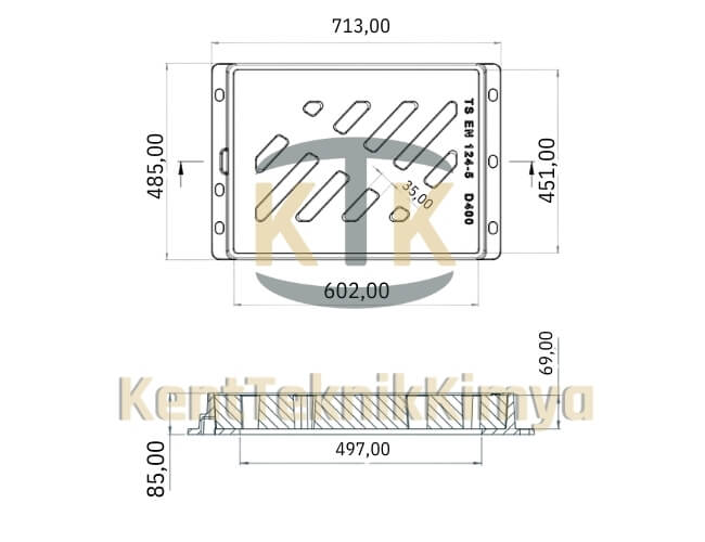 Kompozit Yağmur Suyu Izgara Takımı 450x600 mm - Fibre Kompozit