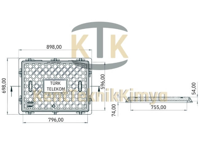 Kompozit Dikdörtgen Rögar Kapağı Takımı 600x800 mm - Fibre Kompozit