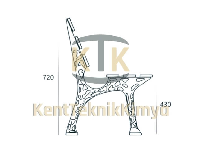 Kompozit Bank Ayağı 720x500 mm - Fibre Kompozit